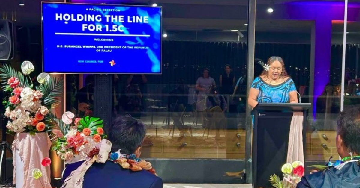 Lyric Pera speaking at Sunrise Project event